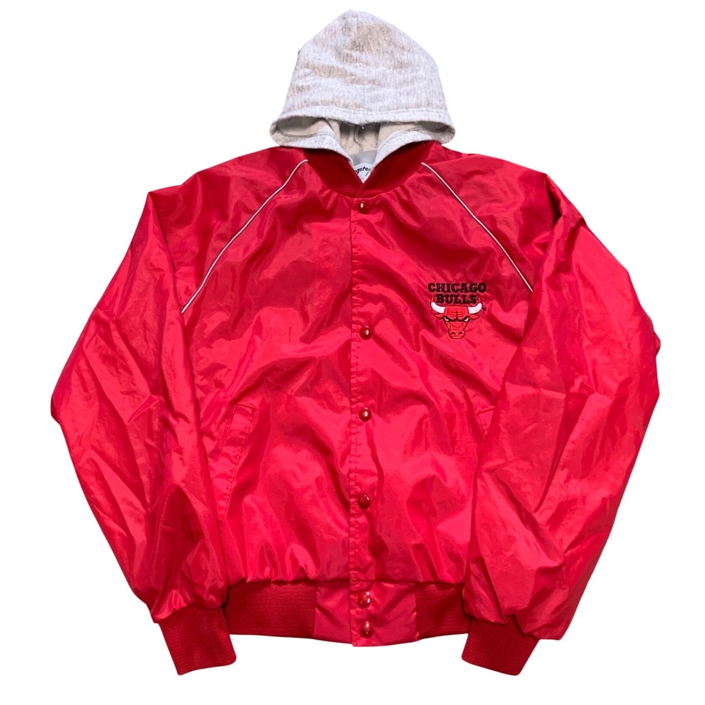 Vintage Chicago Bulls Swingster Hooded Windbreaker Jacket Red Mens Medium USA